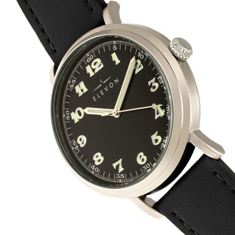 Elevon Felix Watch – Black face,  . Black Leather Band.
